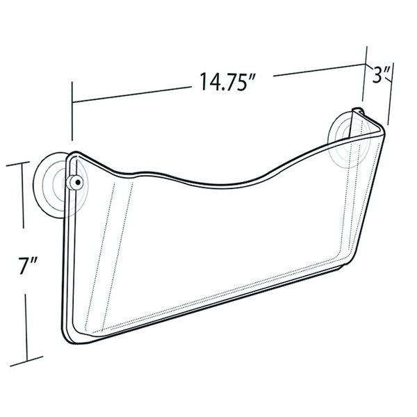 Azar Displays Clear Plastic Wall Mount File Holder with Suction Cups, 4-Pack 250055